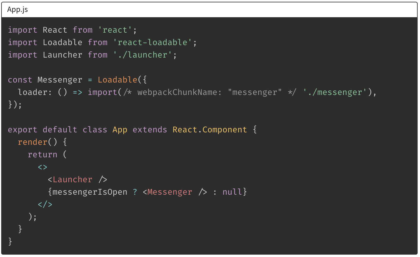 code splitting the Messenger component