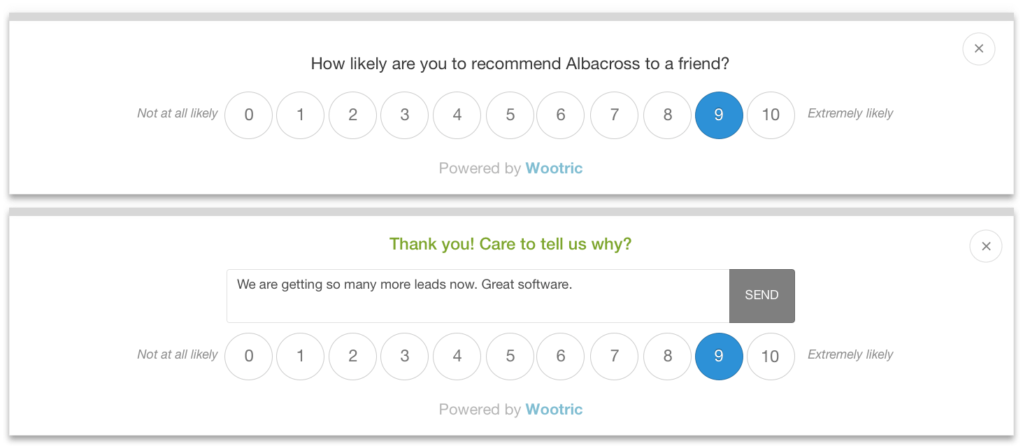 albacross 2-step NPS-survey