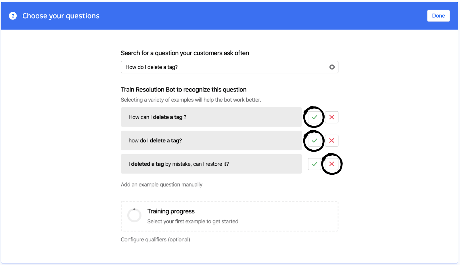 Train Resolution Bot to answer common questions