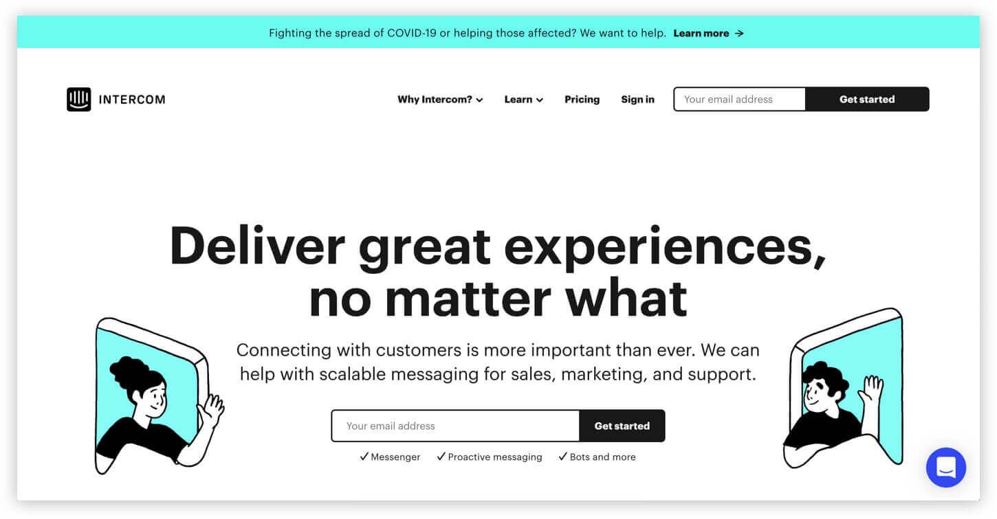 Intercom homepage