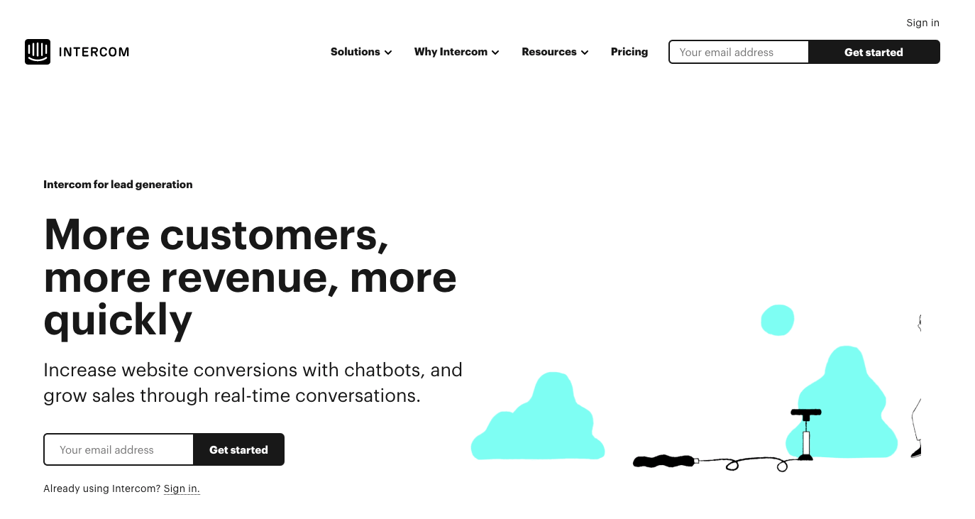 Hero for Intercom Lead Generation landing page
